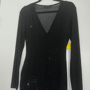 Black Rhinestone Evening Dress